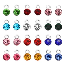 60pcs Birthstone Charm Birthstone Beads Crystal Bracelet Pendants Multicolor