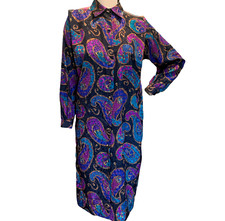 VTG Schrader Shirt Dress Paisley Petite Sz 6 20B