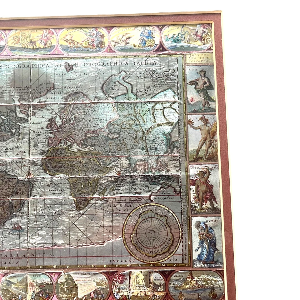 Blaeus Nova Toitus Geographia Silver Foil World Map & Oceans Framed Matted 17x15 - Image 3 of 4