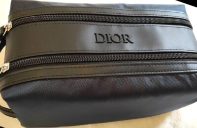 DIOR Homme Novelty pouch Navy x Black 2 zippers w/box Limited RARE 24x12x10cm