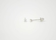 Genuine Lab Grown Diamond Stud Screw Back Earrings in 14k White Gold