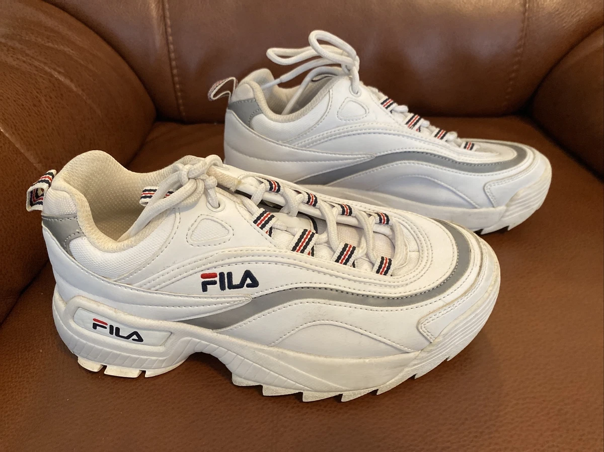 Fila Ray Disruptor White Chunky Trainers UK Size 4 Retro 3RM01053 126