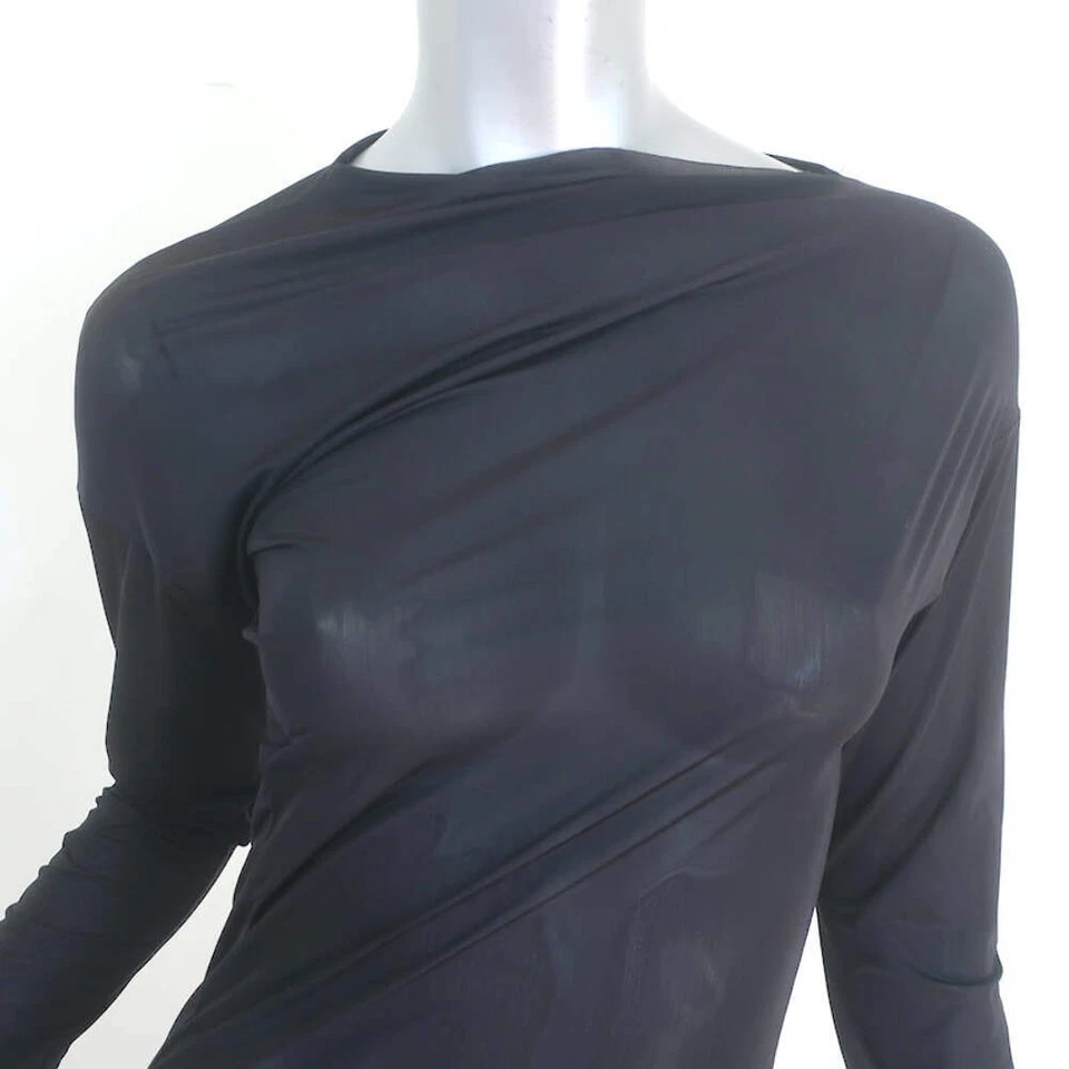Dries Van Noten Hoan Asymmetric Ruched Dress Black Stretch Jersey Size Medium - Image 2 of 4