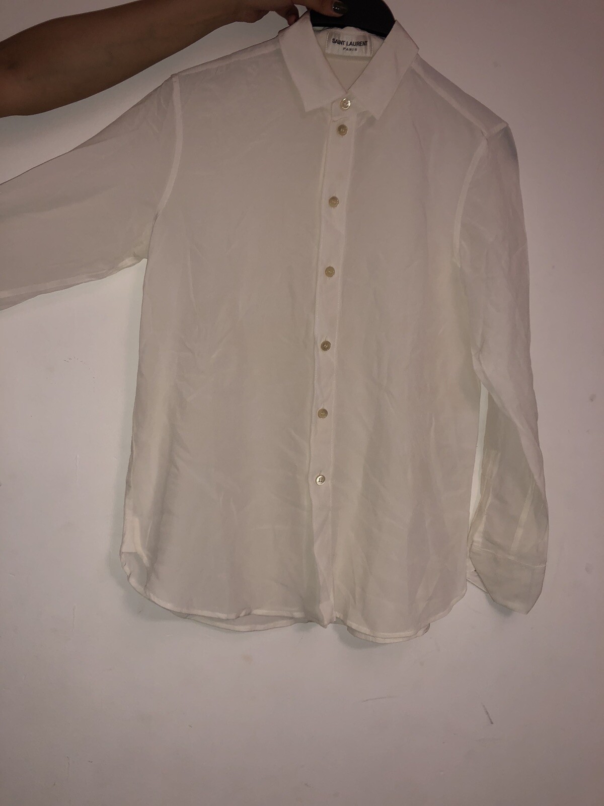 SAINT LAURENT Shirt in white silk crêpe (size S) (RRP £616)