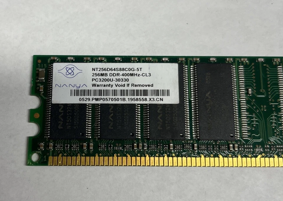 Nanya 256MB PC3200 DDR-400MHz non-ECC Unbuffered CL3 184-Pin DIMM Memory Module - Image 2 of 2