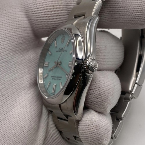 Montre automatique Rolex Oyster Perpetual 36 mm cadran turquoise personnalisé Tiffany 116000 - Photo 4 sur 7