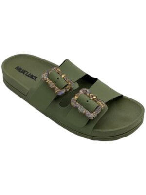 MUK LUKS Double Buckle Slide Sandals Sandals Isla Green