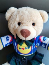 Large Super cute cuddly Lidl Bear. 40cm Blackwatch Tartan Kilt With Dickie Bow.