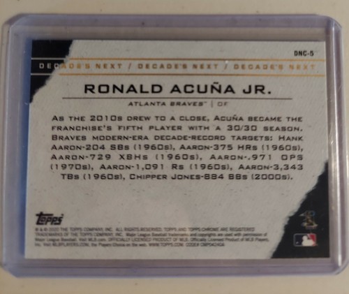 2020 TOPPS CHROME UPDATE RONALD ACUNA JR DECADE'S NEXT 2020 INSERT DNC-5 Braves - Picture 2 of 2