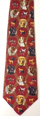 EAGLE NECKWEAR Mens Red Dog Print Silk Tie Necktie Labrador Various Breeds