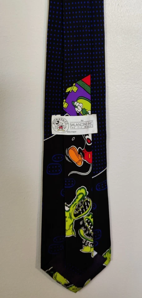DISNEY 90-х винтажный Balancine галстук работает Микки Маус 100% шелк корейский сделано - Изображение 4 из 4