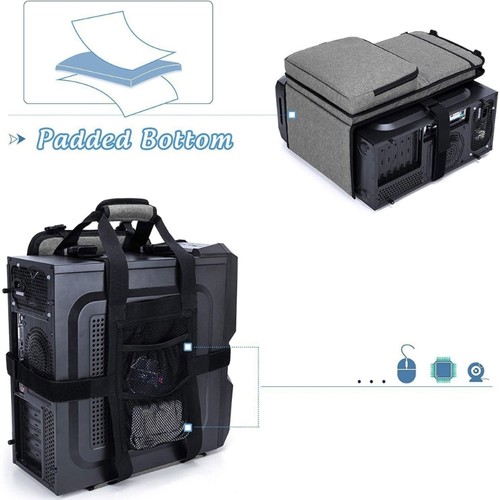 PC Tower Carrying Strap with Handle Desktop Carrying Case Belt Computer Travel - Afbeelding 5 van 8