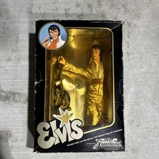 Graceland Elvis Presley Gold Suit Figure with Guitar & Microphone