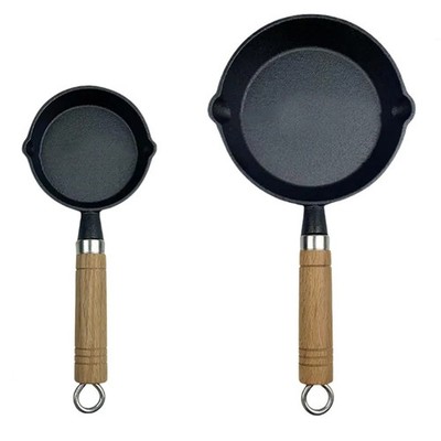 Antihaft Bratpfanne für Eierpfanne für Camping und Zuhause mit Holzgriff 10 cm