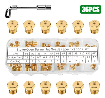 #ad 36PCS Gas Range Stove Orifice Nozzle Jets Conversion Kit M6×0.75 for Propane LPG $14.98