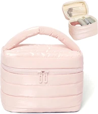 Puffy Travel Makeup Bag for Women Lightweight Waterproof Makeup Organizer with B