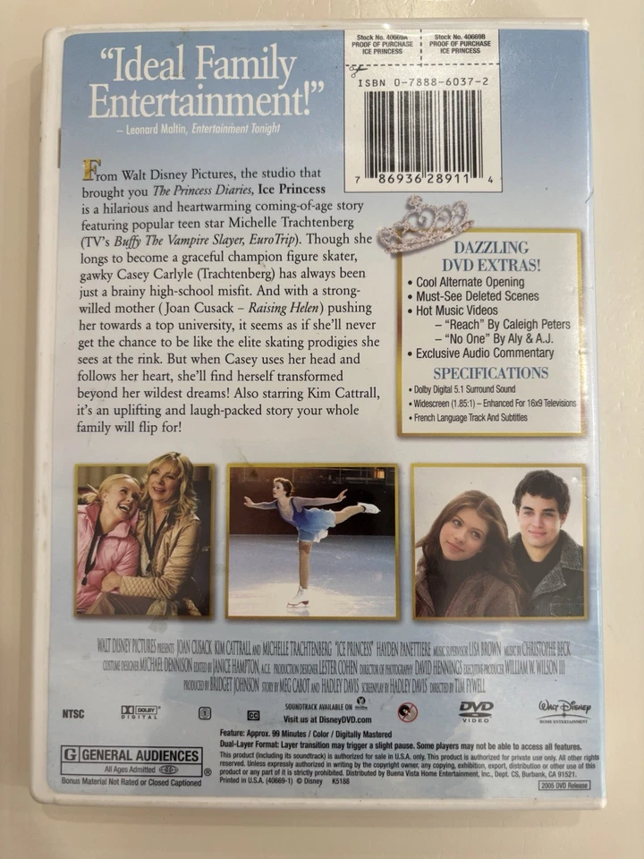 Ice Princess DVD 2005 Walt Disney Мишель Трахтенберг Хайден Панеттьери - Изображение 2 из 4