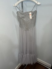 UO Dita Sheer Corset Midi Dress Blue Gray Size Large