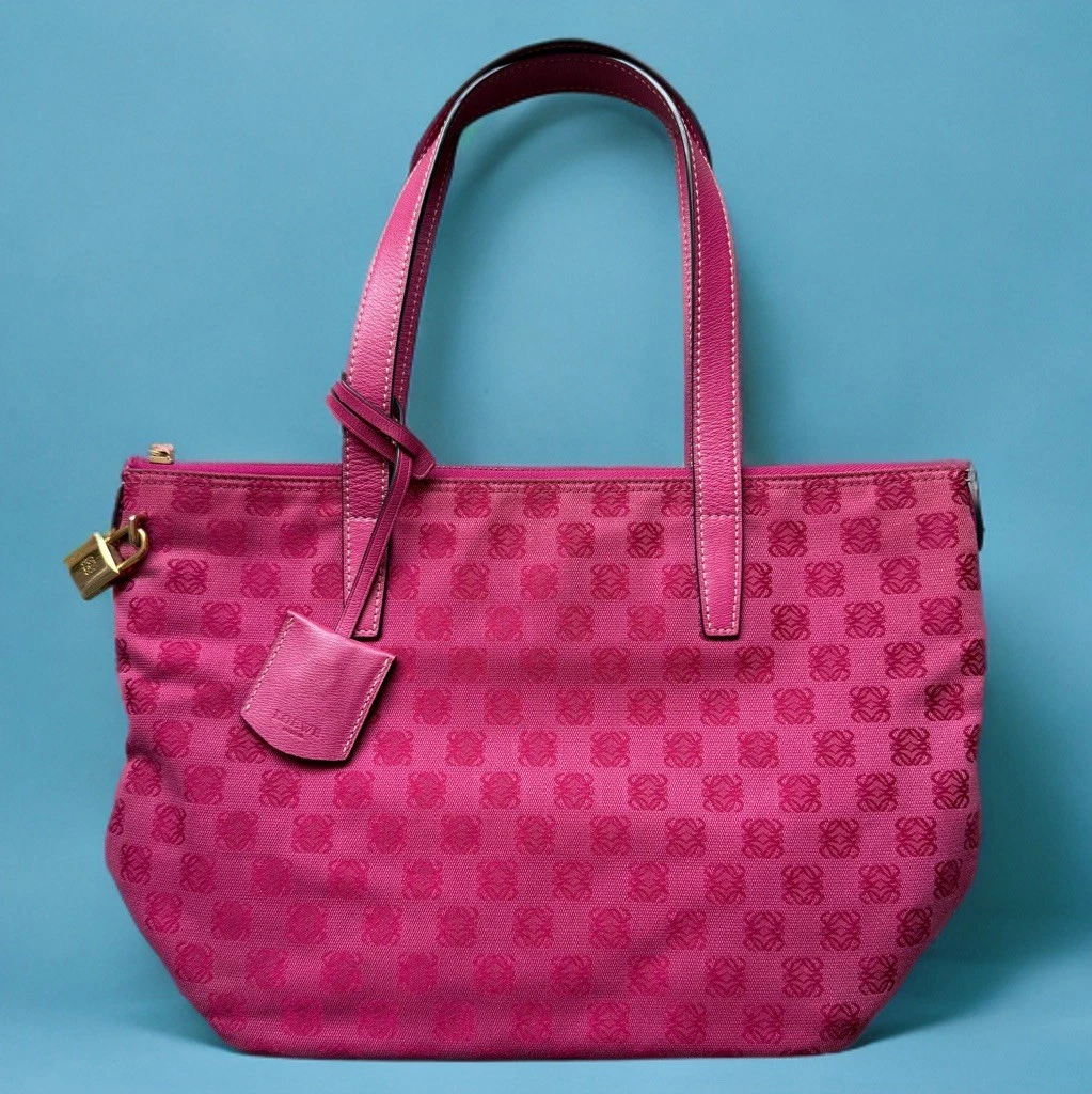 Borsa in tela con anagramma rosa Loewe