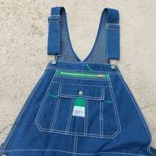 Liberty Overalls Mens 40x32 Blue Denim Green Trim Workwear Bib Farm Carpenter
