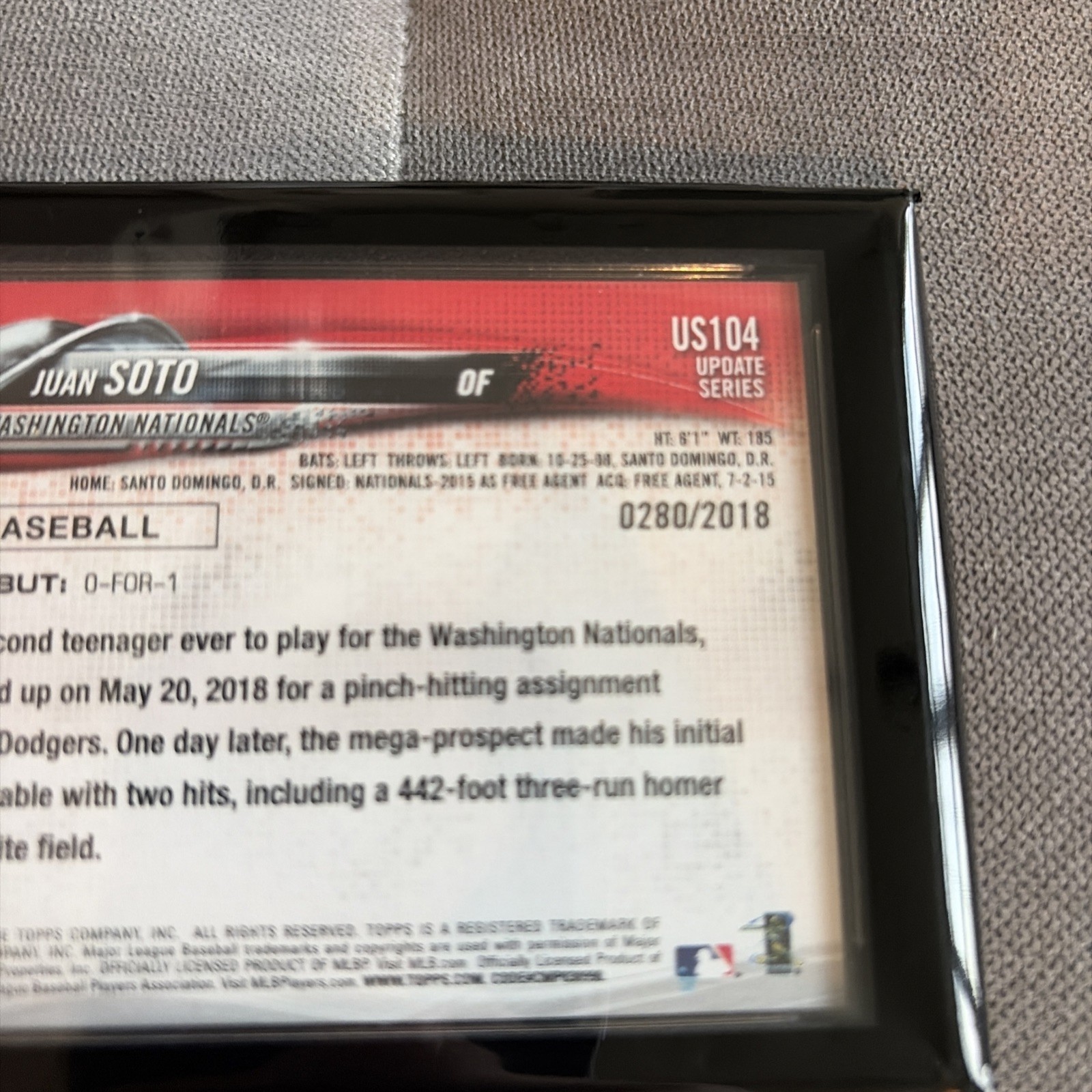 2018 Topps Update Juan Soto Gold /2018 PSA 10 view 6