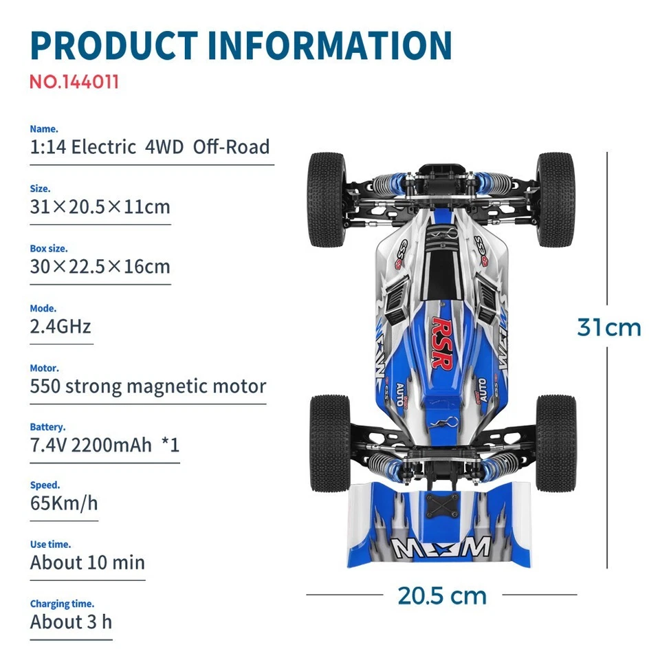 WLtoys 144011 Fast RC Car,Max 65KM/H,1:14 Off-Road Racing Vehicle,with LED Light - Image 2 of 4