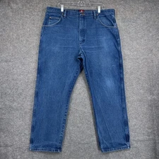 Wrangler Jeans Mens 40x30 Blue Relaxed Fit Denim 5 Pocket Straight Leg Casual
