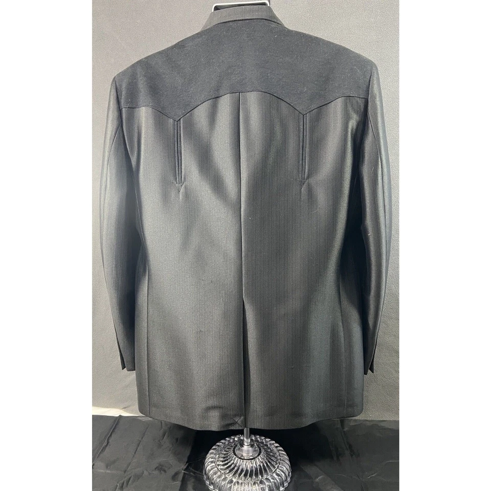 Vintage Circle S Texas Western Black Coat Jacket Men SZ 48 Reg Rockabilly Cowboy - Image 2 of 4