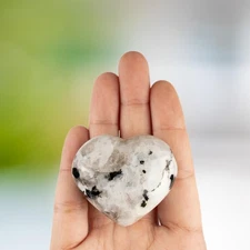 Rainbow Moonstone Heart Shape Crystal Palm Stone, Polished Stone, Spiritual Gift