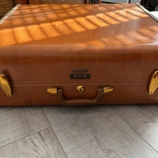 Samsonite Schwayder Bros 4651 Brown Vinyl Faux Leather 24 Hard Suitcase Luggage