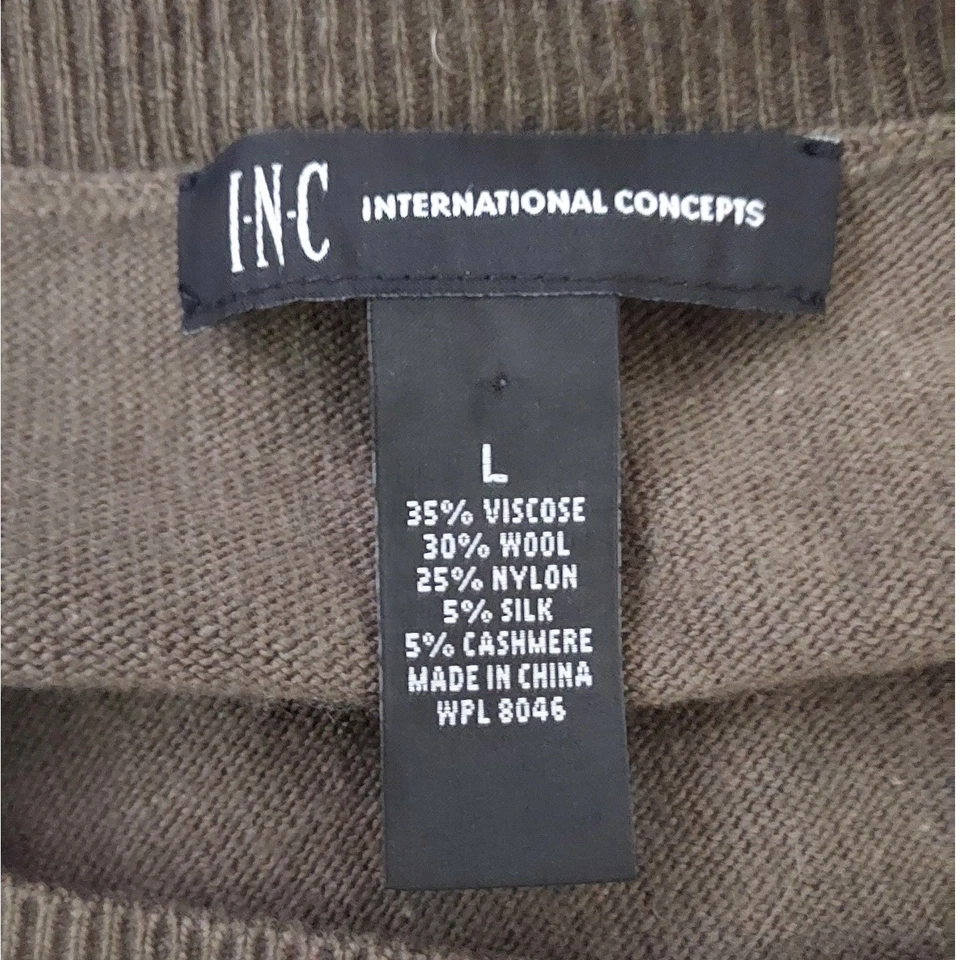 INC Leopard Animal Print Cold Shoulder Sequin Sweater Army Green Women's Size L - Image 4 of 4