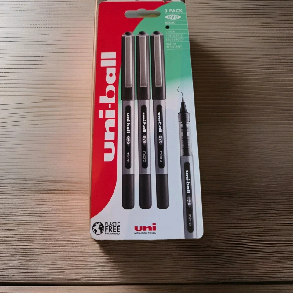 Uni-Ball Eye Micro Rollerball Pens 0.5mm Black Ink – Pack of 3 –Free UK Delivery