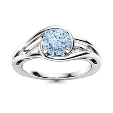 925 Sterling Silver Aquamarine Stone Handmade Wedding March Solitaire Ring