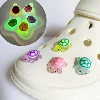 4pcs Glow-In-The-Dark Cute Turtle Detachable Shoe croc Charms Decorations Lumino