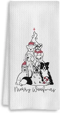 Humorous Christmas Dog Kitchen Towels - 16x24 Inches, Ideal Gift for Dog Lovers