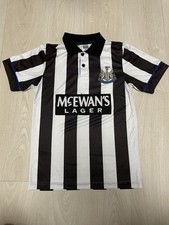 Newcastle United McEwan’s Lager Retro Football Shirt Jersey Mens S Black White