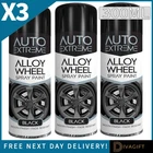 3 x BLACK ALLOY WHEEL SPRAY PAINT 300ML SCRATCH RESISTANT FOR CAR METAL PLASTIC