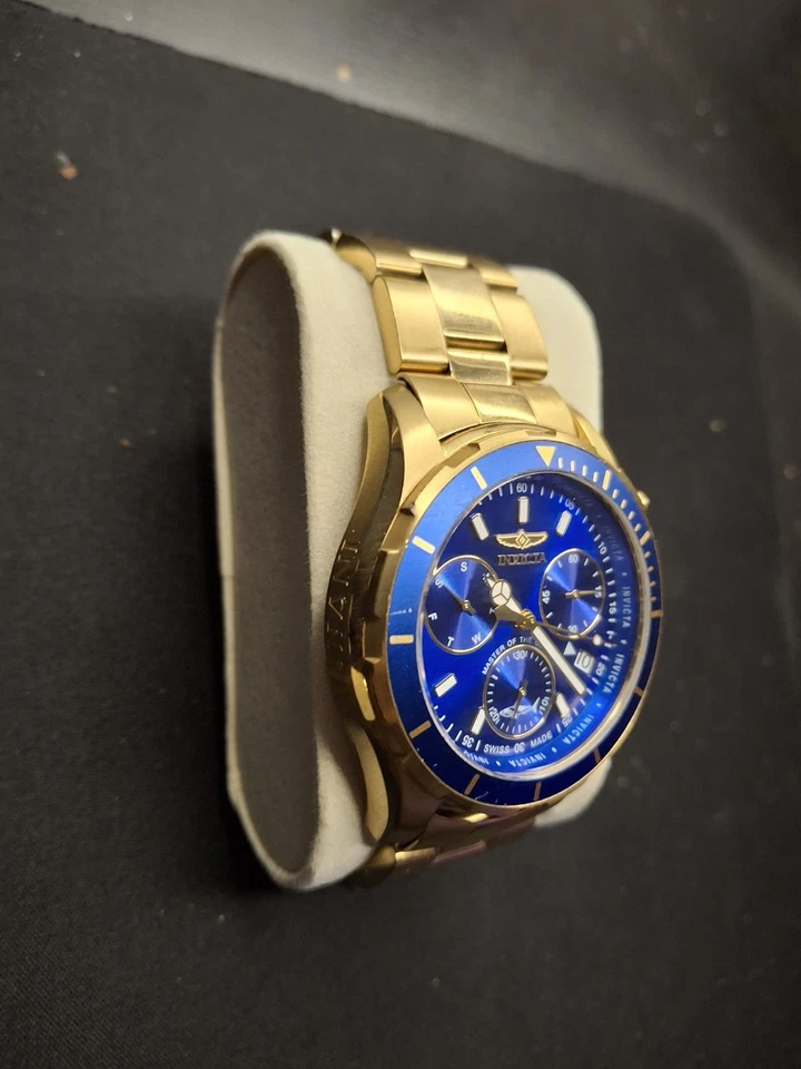 Invicta Men's Pro Diver Quartz Chronograph Blue Dial Gold Tone - Image 2 of 4