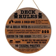 Funny Deck Sign Decor Deck Round Hanging Sign Decor Patio Wall Decorations Ou...