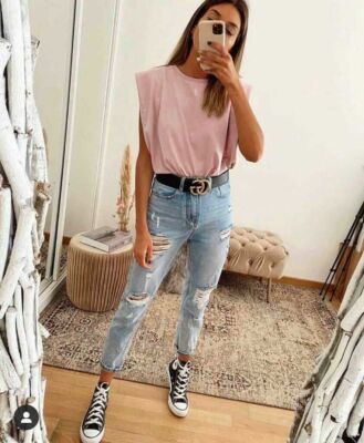 Damen gepolstertes schulterfreies ärmelloses T-Shirt Sommer Damen Top Mode