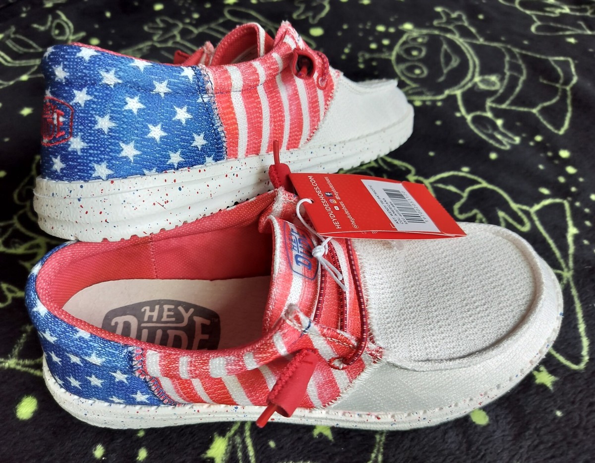 Hey Dude Women Sz 7/7.5 Wendy Tri Patriotic Americana Flag