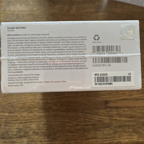 NIB Google Nest Mini (2nd Generation) Smart Speaker Charcoal color - Picture 4 of 4
