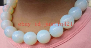 Très rare 20mm Collier rond en pierre gemme blanc Sri Lanka 18'' AAA++