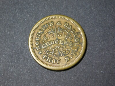 #ad 1863 CIVIL WAR ROBINSON amp; BALLOU GROCERS TROY NY STORE MERCHANTS COIN TOKEN $179.99