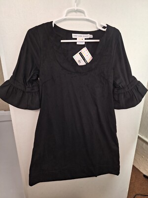 Gretchen Scott Shake Your Tushy Black Suede Dress Small NWT