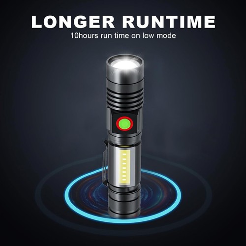 Linterna táctica recargable USB - 2000 lúmenes, diseño impermeable y magnético - Imagen 8 de 11