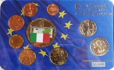 Euro-Währungssatz 2002-2010 Italien + Medaille Bankfrisch Acryl box + Zertifikat