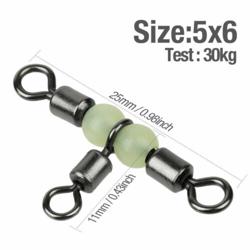 3-Way Fishing Swivel T-Turn Connector Swivels Bass Luminous Beads 20-200 Pcs - Bild 14 von 16