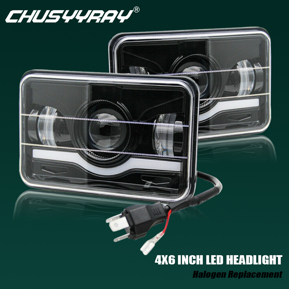 Pair 4x6" Square LED Headlights Hi/Lo Beam DRL for Western Star 4900 Semi Truck eBay