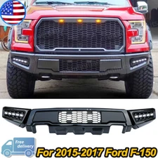 For 2015-2017 Ford F150 Raptor Style With LED Lights Black Steel Front Bumper